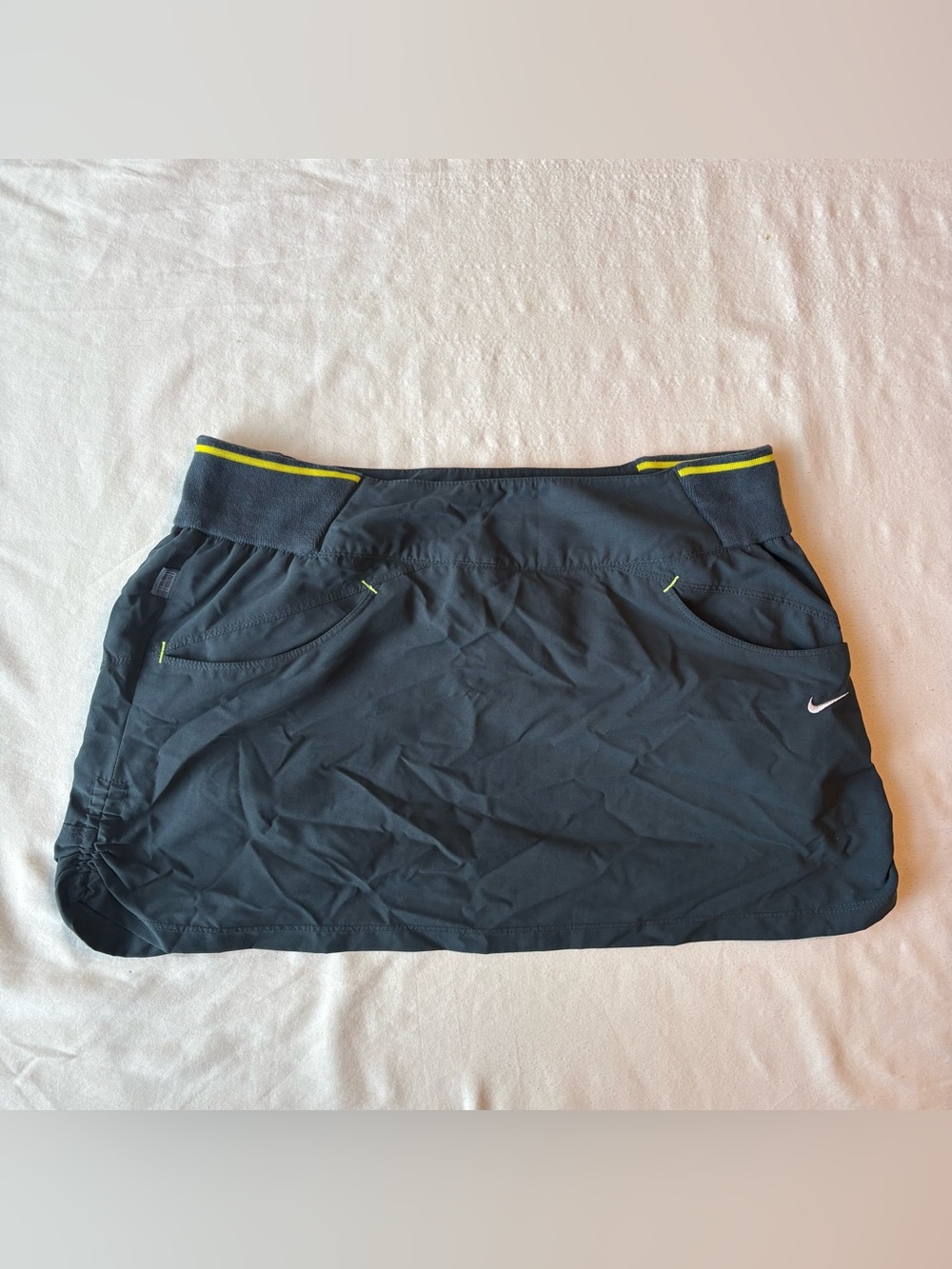 Vintage Charcoal Grey Nike Skirt Featuring Vibrant Yellow  Accents